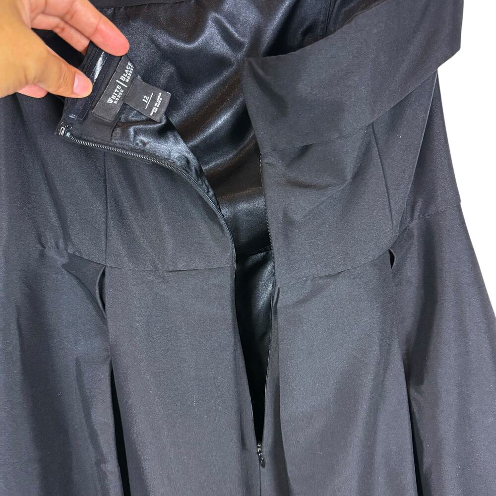 White House Black Market Poplin Midi Dress‎ Women's 12 Black Back Zip Pleated - Picture 8 of 14